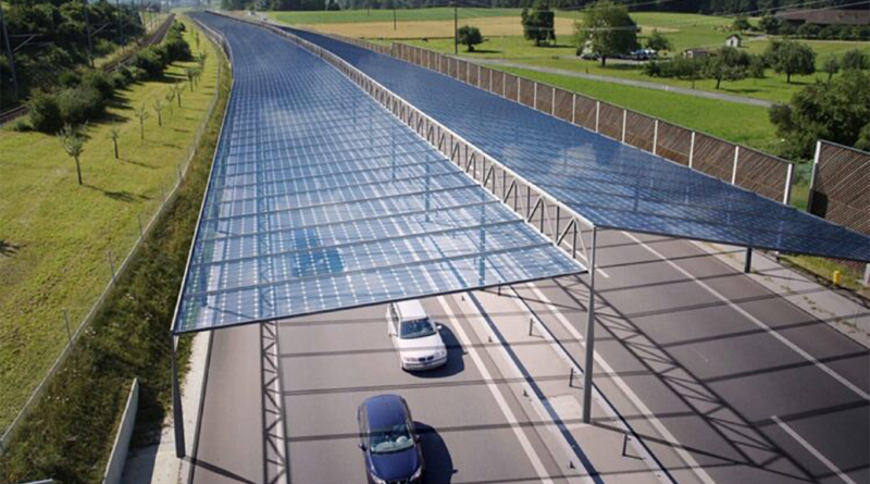 Solar panel powered highways