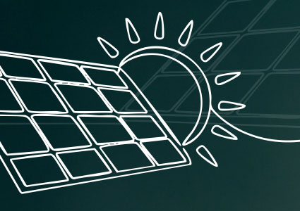 a stylized graphic representing solar energy