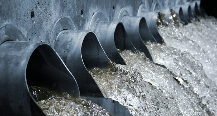 effluent being discharged from a municipal wastewater treatment plant