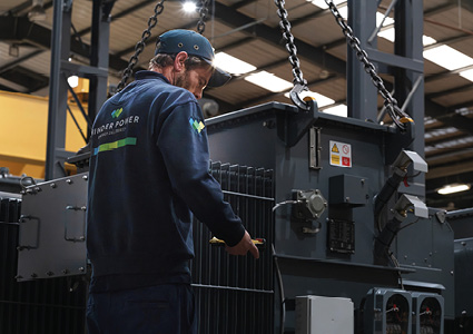 a Winder Power electrical transformer being tested at their facility