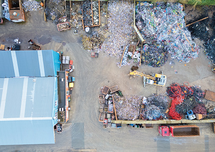 an aerial view of an industrial waste management and recycling facility
