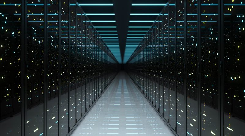 Data centre interior as Amazon backs modular nuclear reactor project in Indiana.